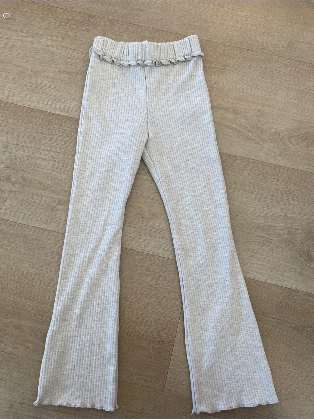 Mayoral Cream Ribbed Flare Leggings with Ruffle Waist